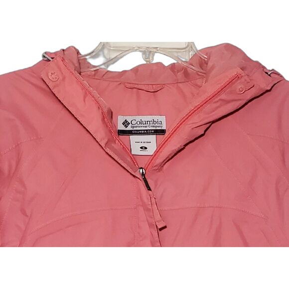 Columbia Windbreaker Jacket Womens Small Hooded Drawstring Pink Nylon Polyester - Picture 3 of 7